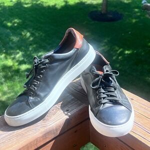 Good Man Brand Mens Leather Sneakers Black Low Top Casual Shoes Size‎ 11.5